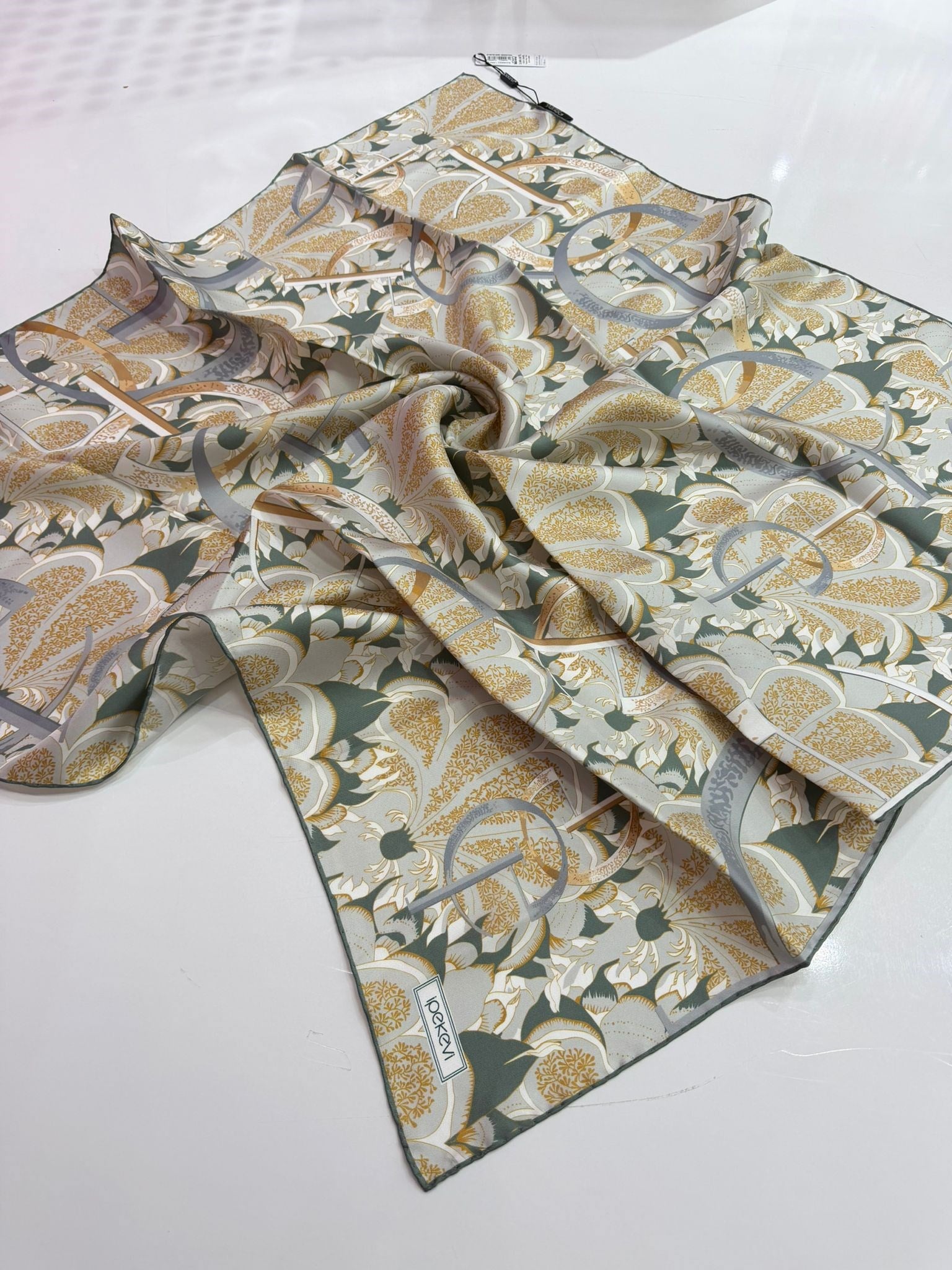 İpekevi Yeni Sezon Desenli Twill İpek Eşarp 03