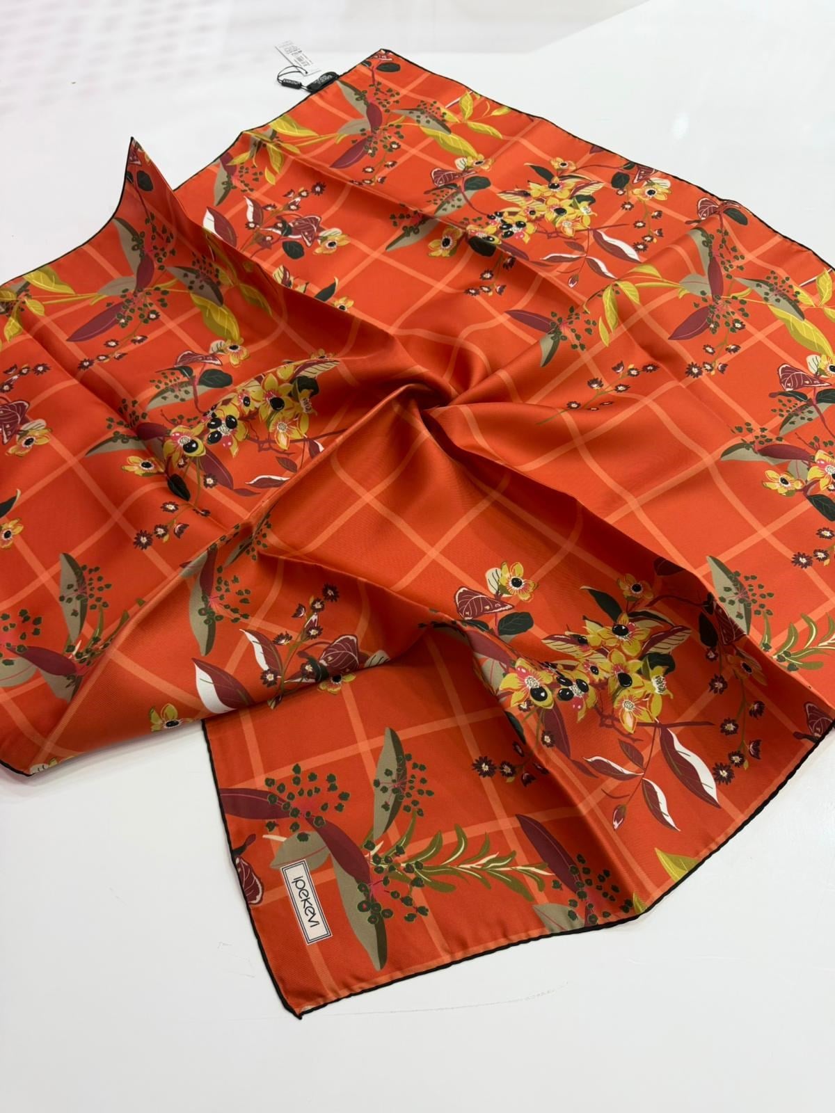 İpekevi Yeni Sezon Desenli Twill İpek Eşarp 02