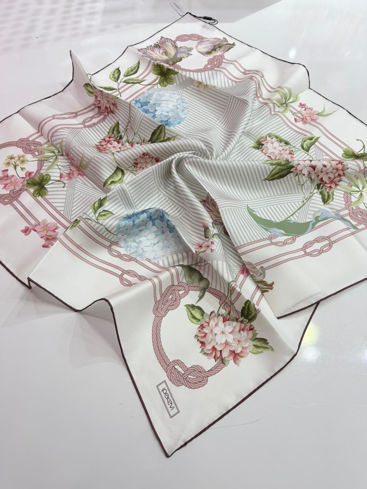 İpekevi Yeni Sezon Desenli Twill İpek Eşarp 02