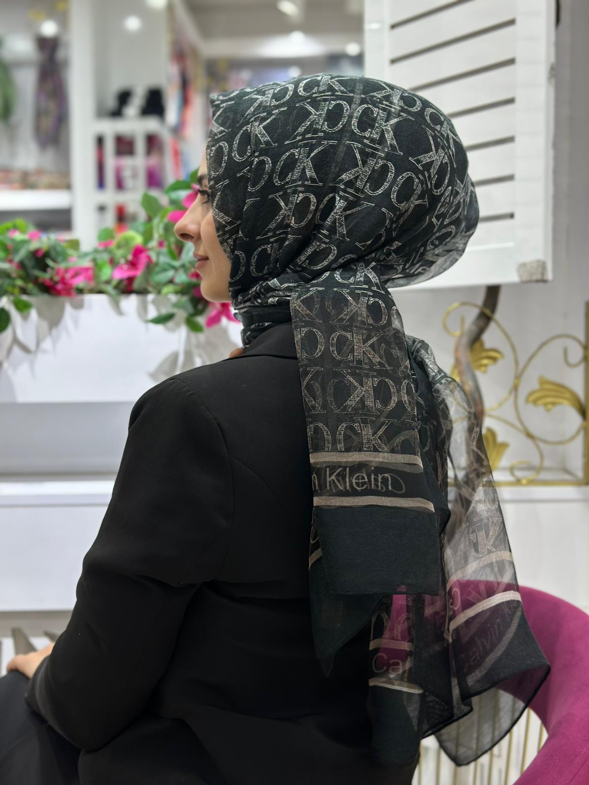 İthal CK Tül Şal Siyah Rengi