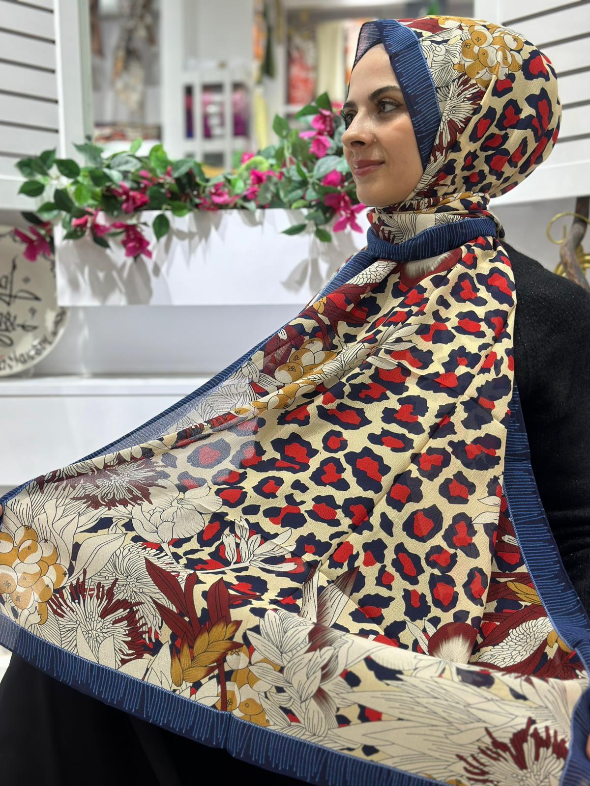 İthal Özel %100 İpek Desenli Şal 09