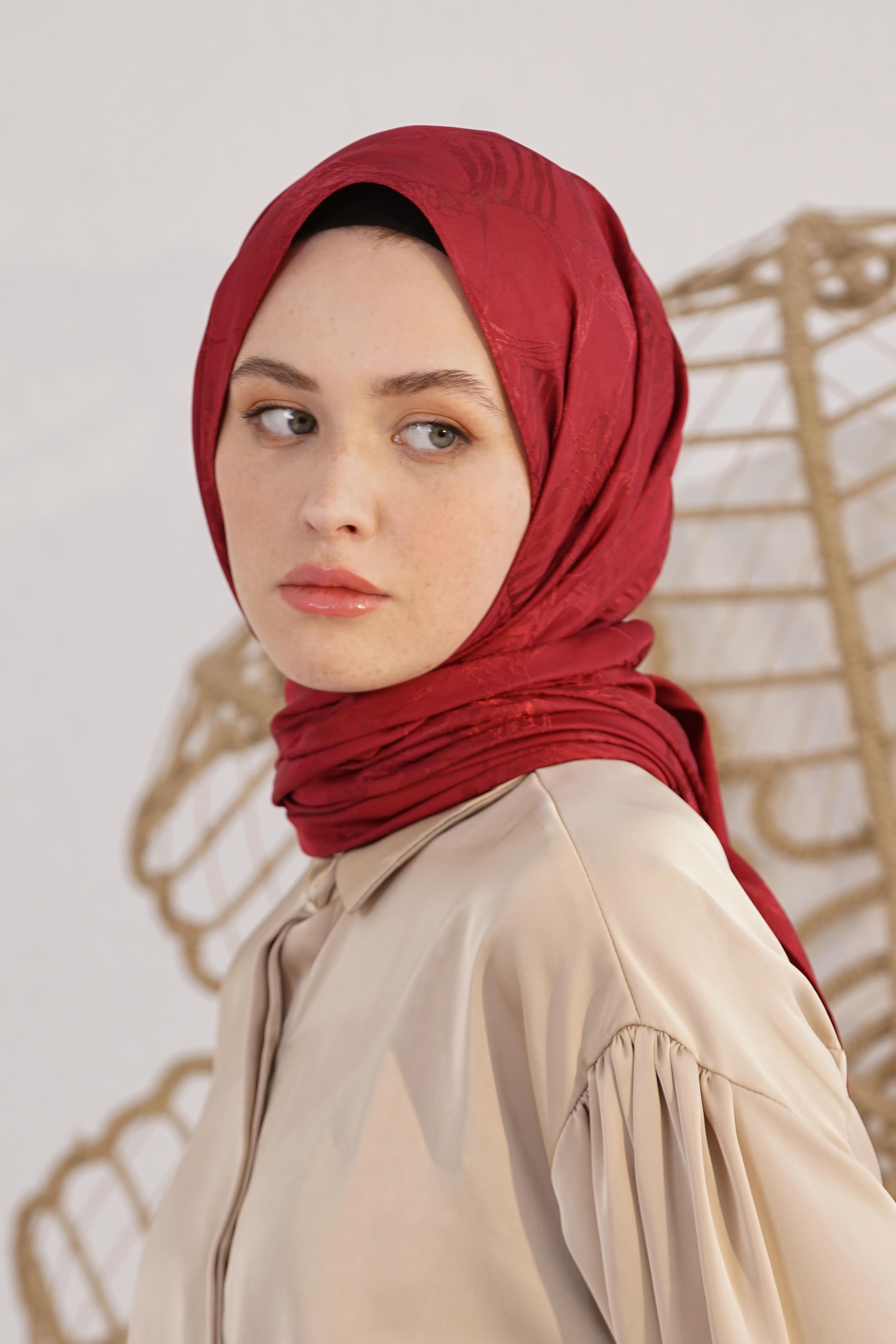 Jakarlı Şal (Bordo)