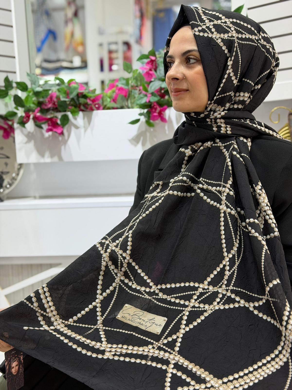 La Boutique Desenli Crush Organik Şal 01