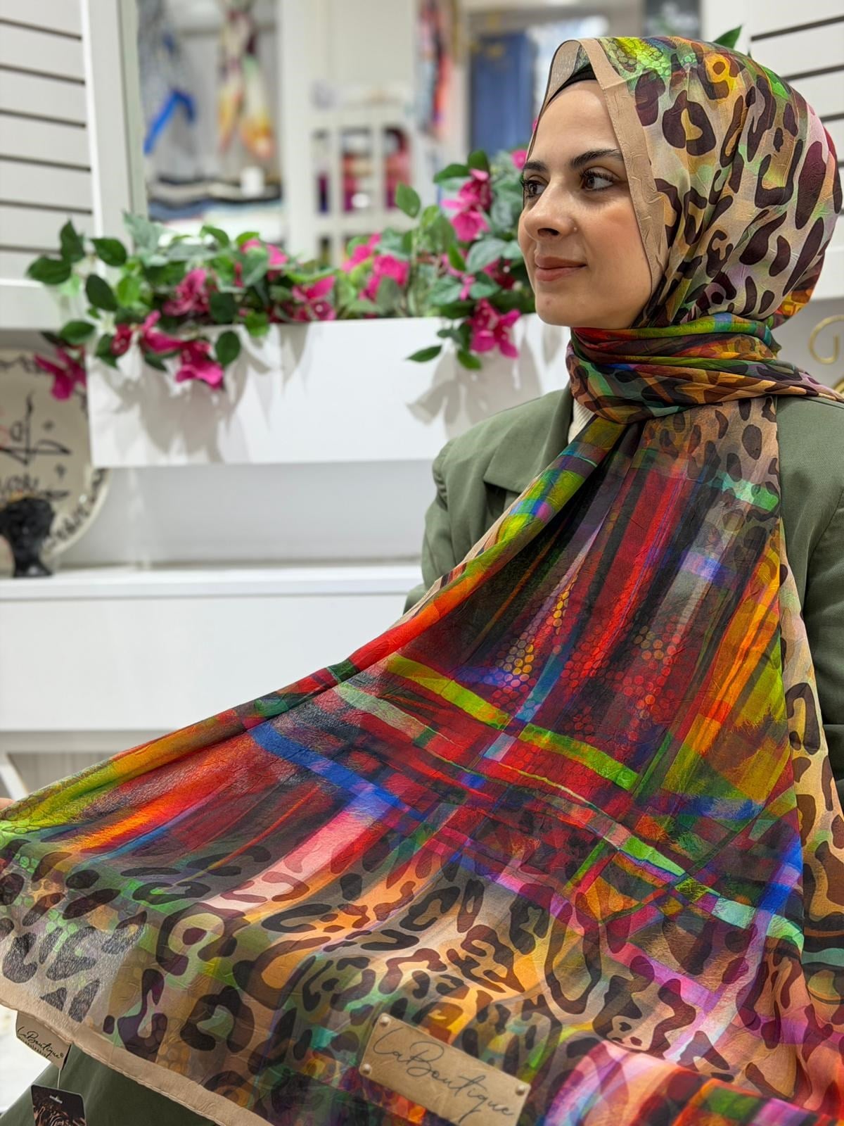 La Boutique Desenli Crush Organik Şal 01