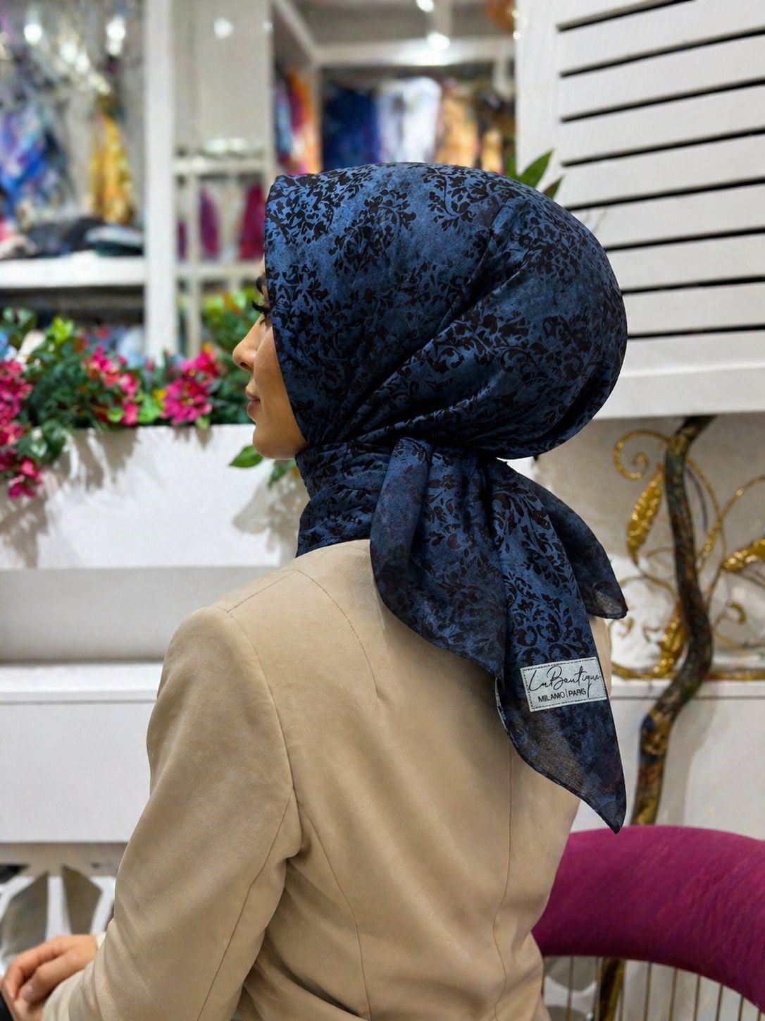 La Boutique Yeni Sezon Desenli Güz Yaz Serinliği Eşarp 01