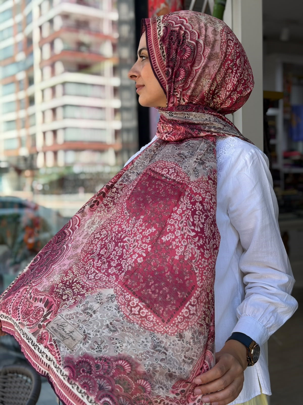 La Boutique Yeni Sezon Desenli Güz Yaz Serinliği Şal 05