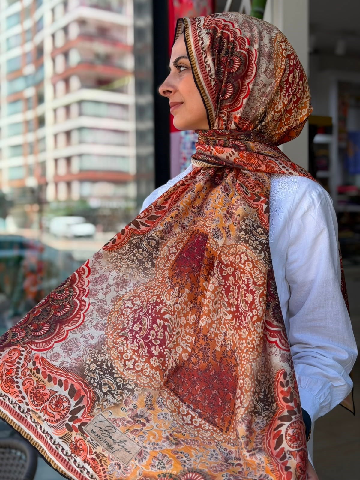 La Boutique Yeni Sezon Desenli Güz Yaz Serinliği Şal 01