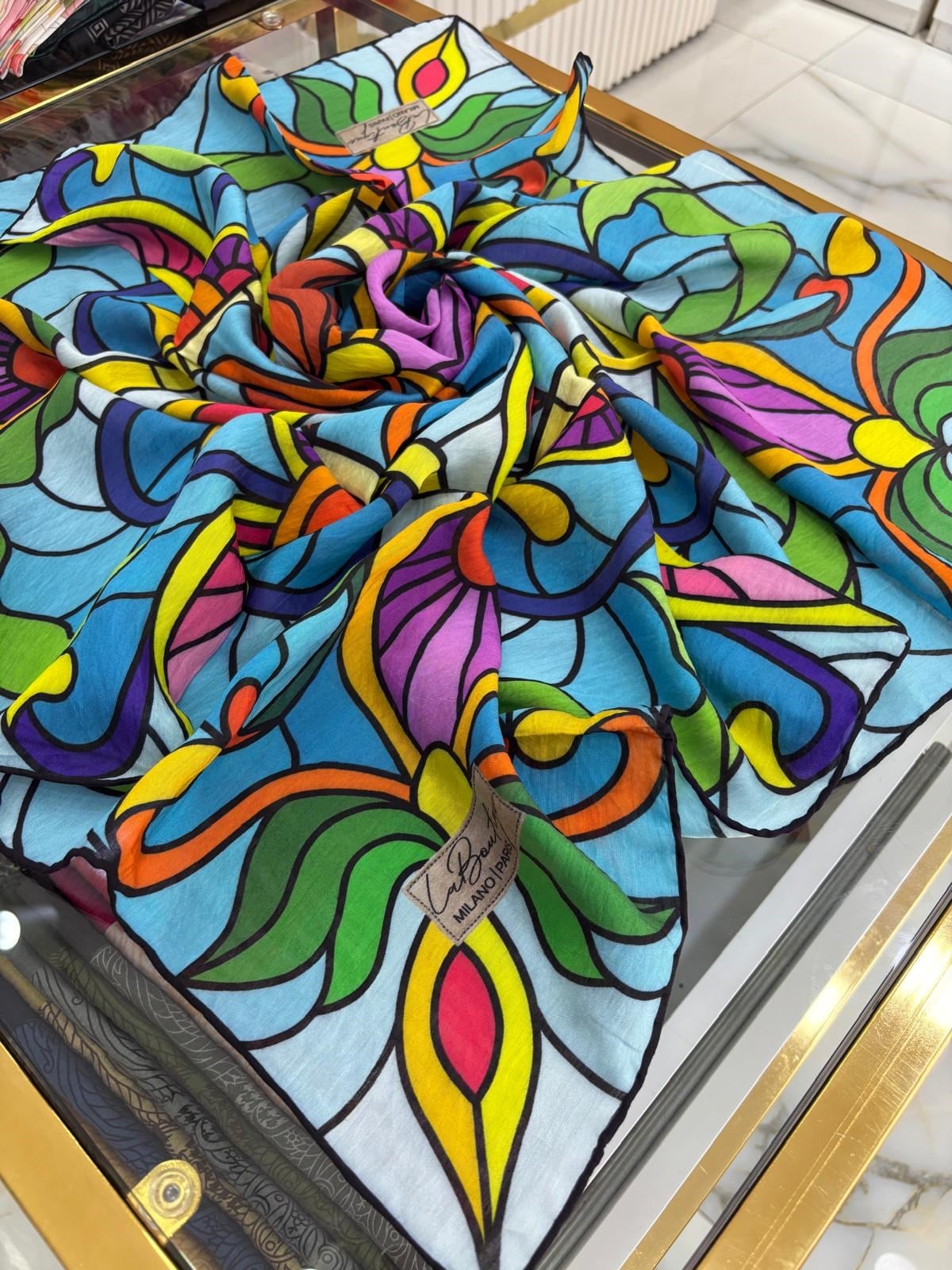 La Boutique Yeni Sezon Desenli Güz Yaz Serinliği Eşarp 08