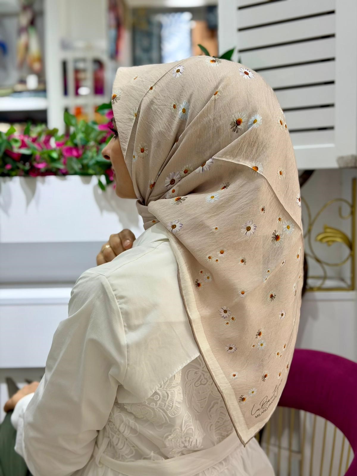 La Boutique Yeni Sezon Desenli Güz Yaz Serinliği Eşarp 01
