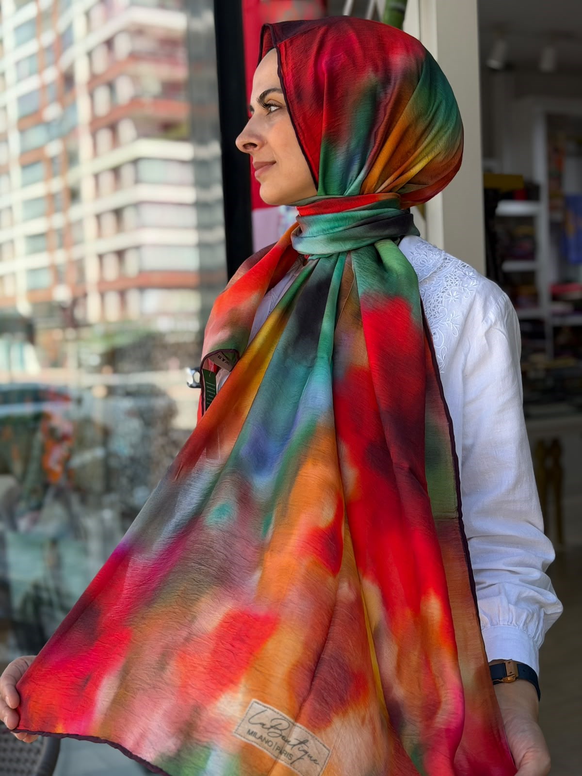 La Boutique Yeni Sezon Desenli Güz Yaz Serinliği Şal 01