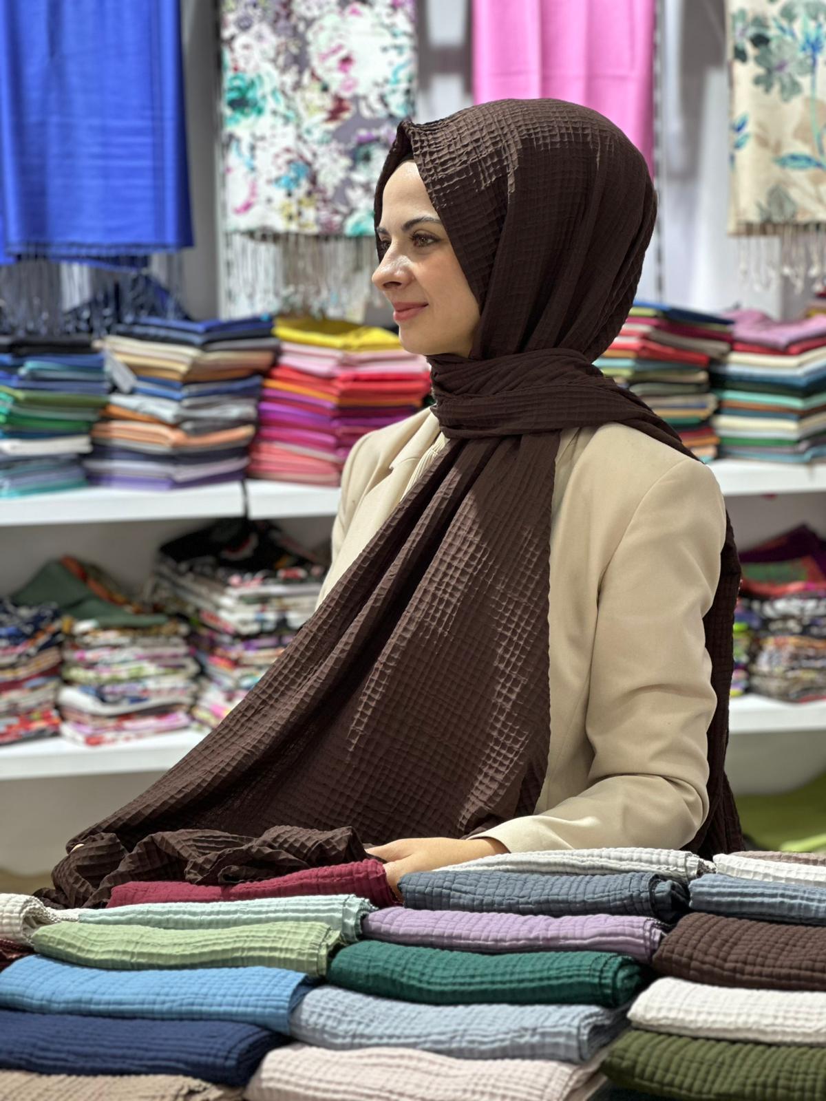 Müslin Tek Renk Gofret Şal 01