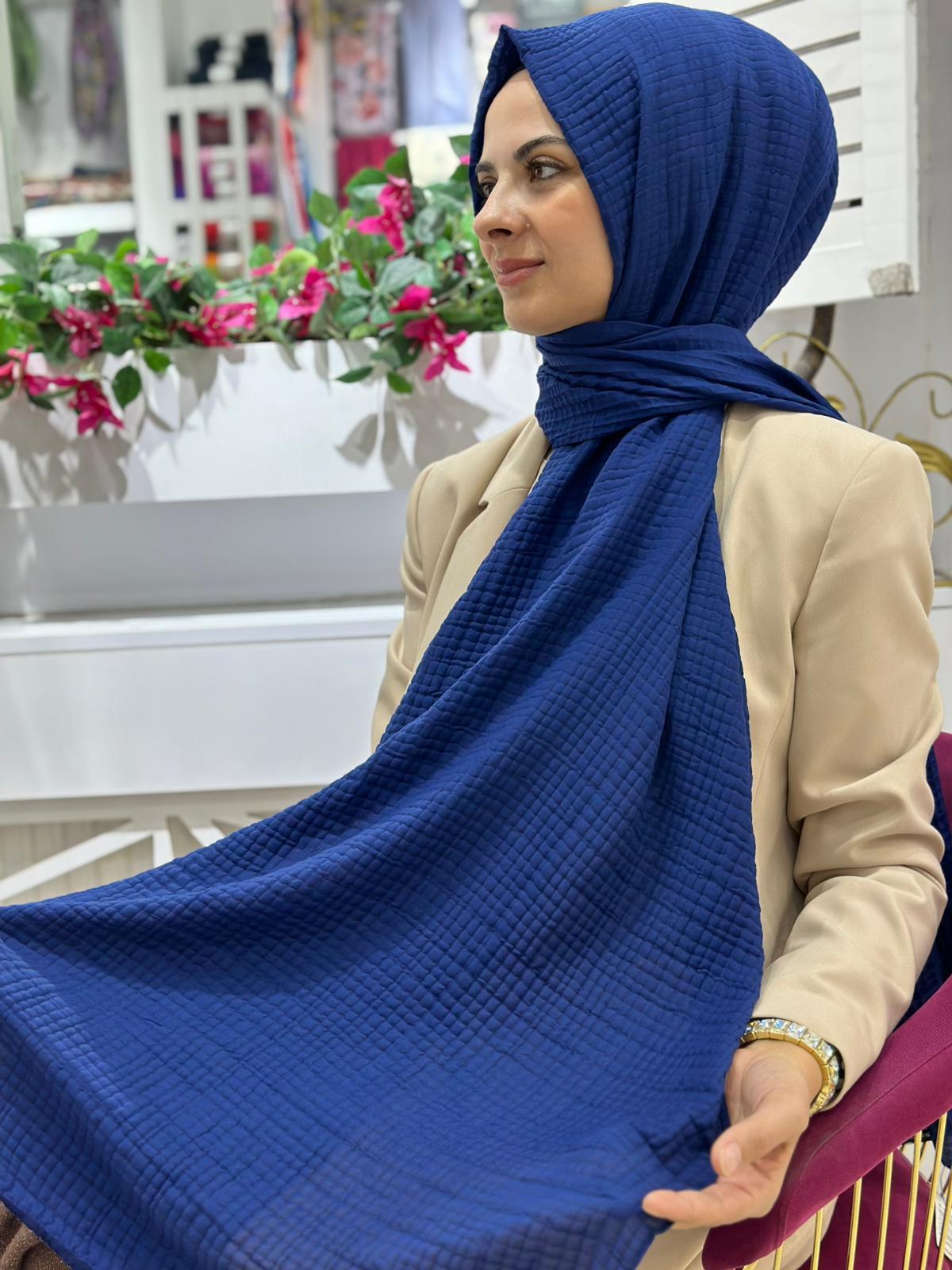 Müslin Tek Renk Gofret Şal 02