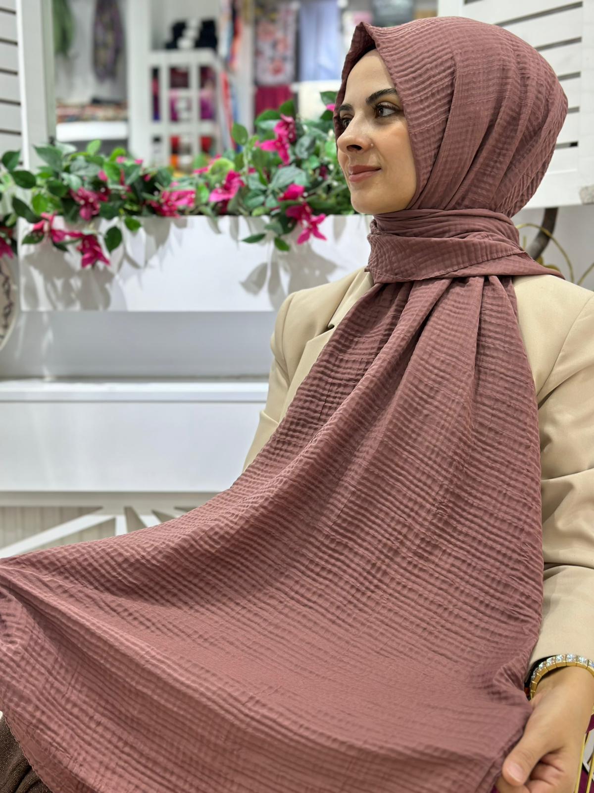 Müslin Tek Renk Gofret Şal 06