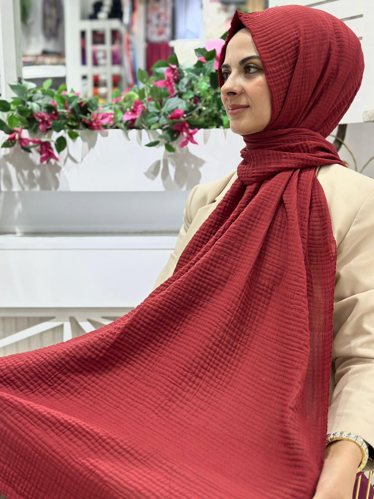 Müslin Tek Renk Gofret Şal 07