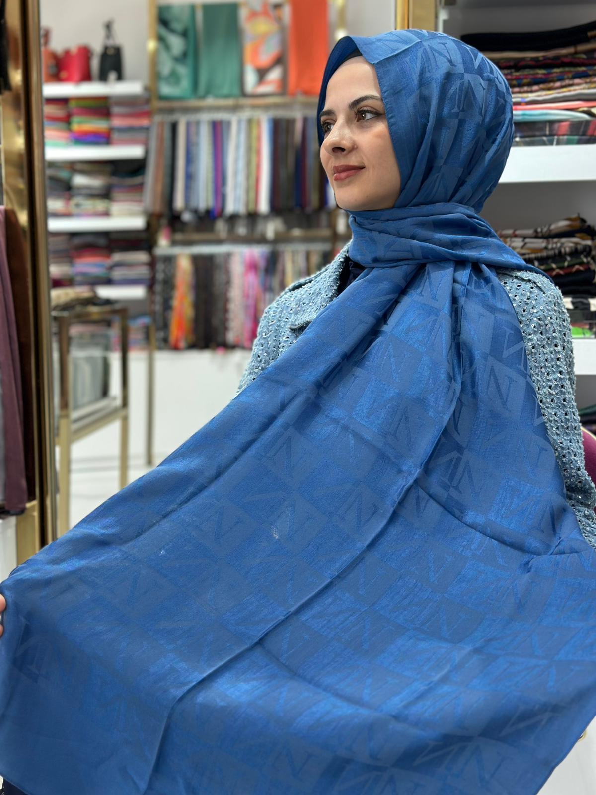 Noura Laura Lyocell Şal İndigo Rengi