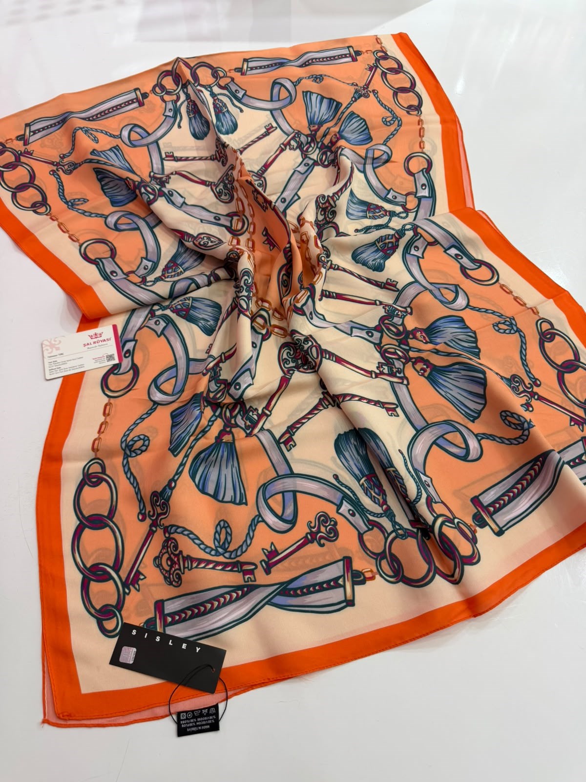 Sisley Desenli Floş Viskon Şal 03