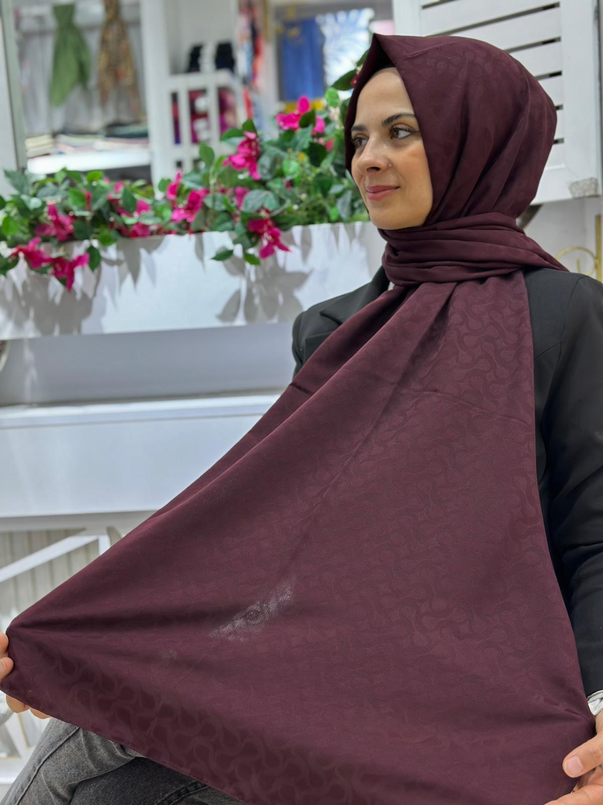 Siyane Bloom Desenli Şal Cherry Rengi