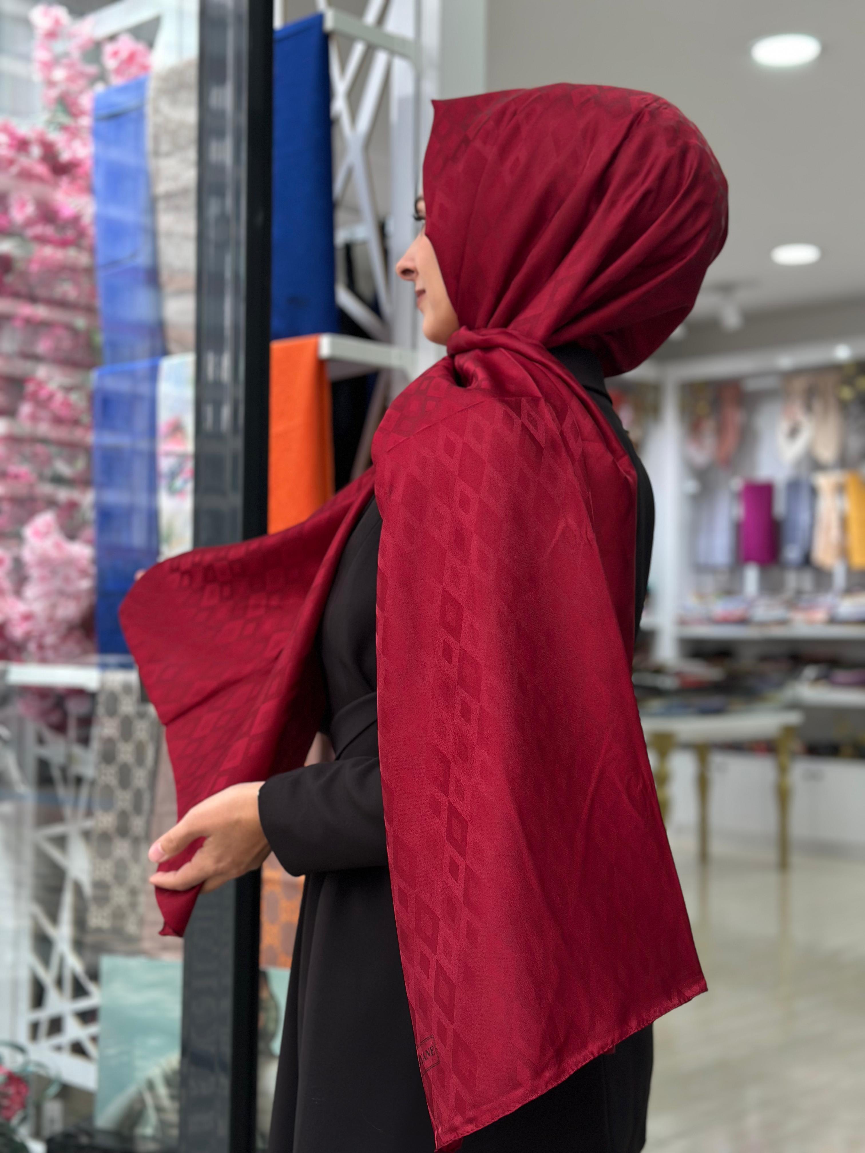 Siyane Bordo Koleksiyonu Jakarlı Şal Baklava