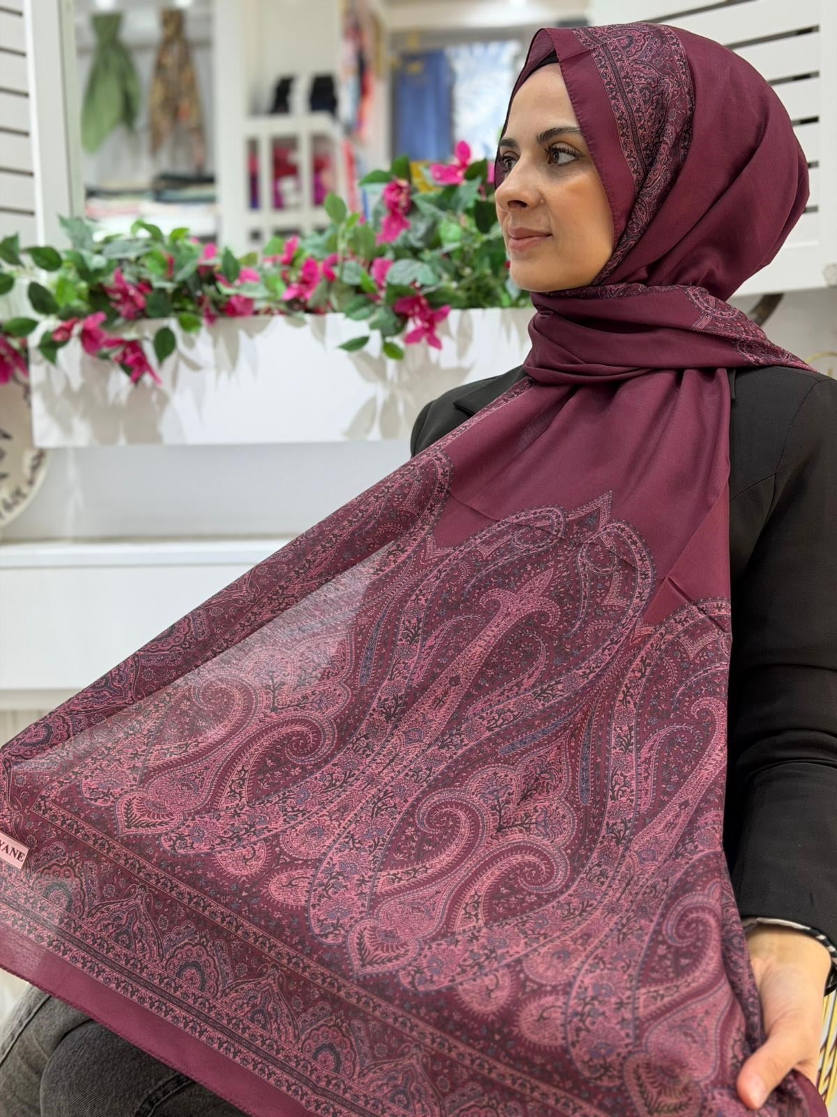 Siyane Bordo Serisi Desenli Şal 06