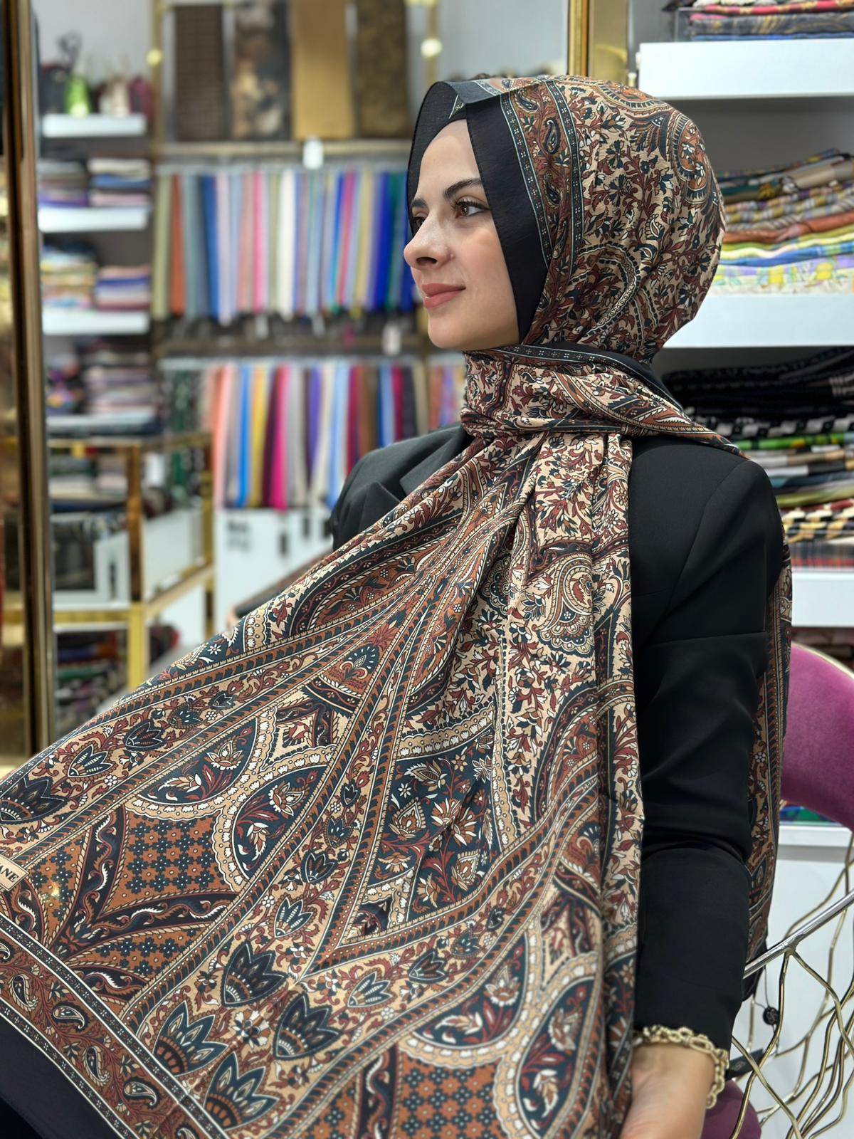 Siyane Cupra Bursa Çini Motif Şal 06