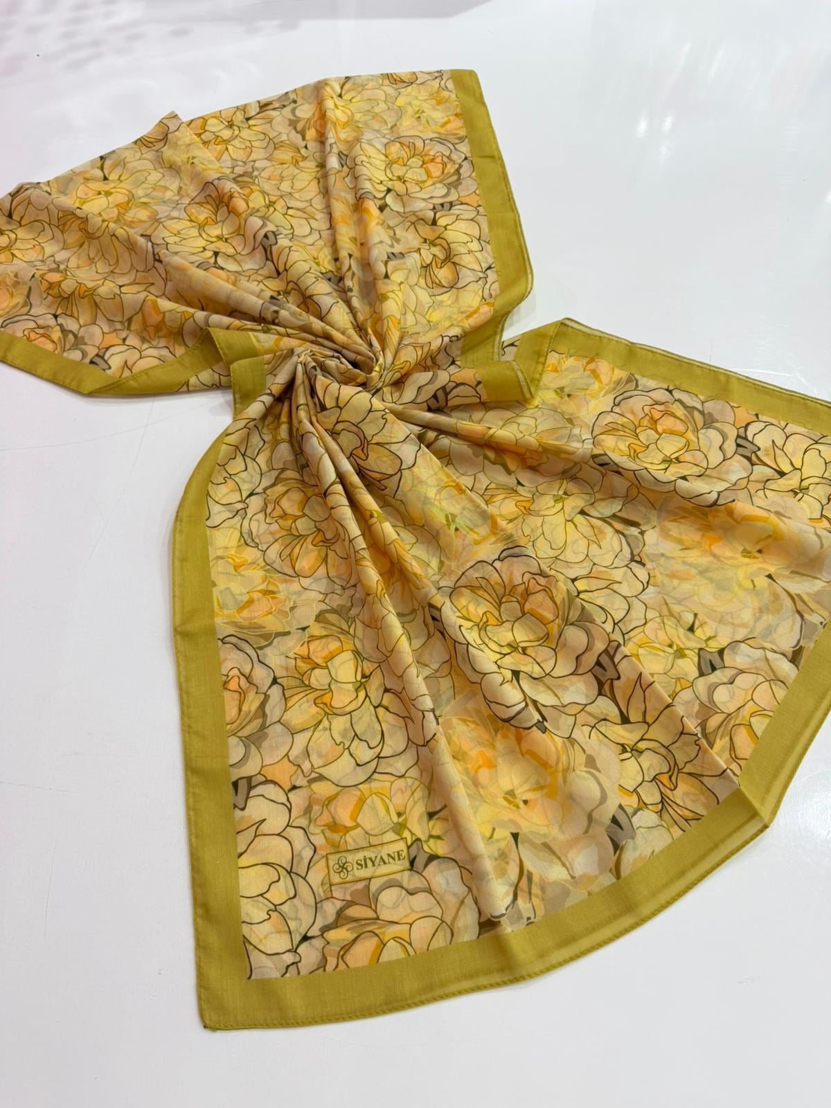 Siyane Desenli Natural Şal 10