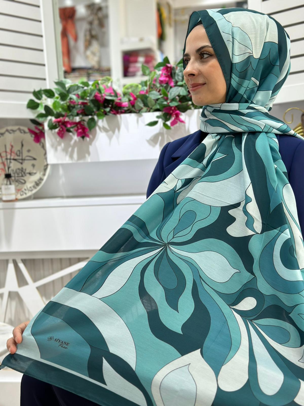 Siyane Desenli Pamuklu Şal 02