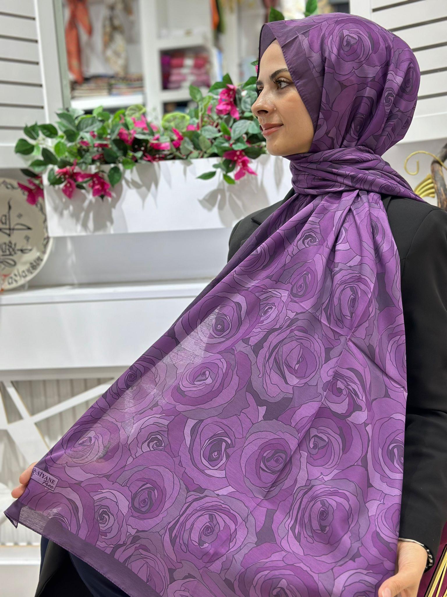 Siyane Desenli Pamuklu Şal 04