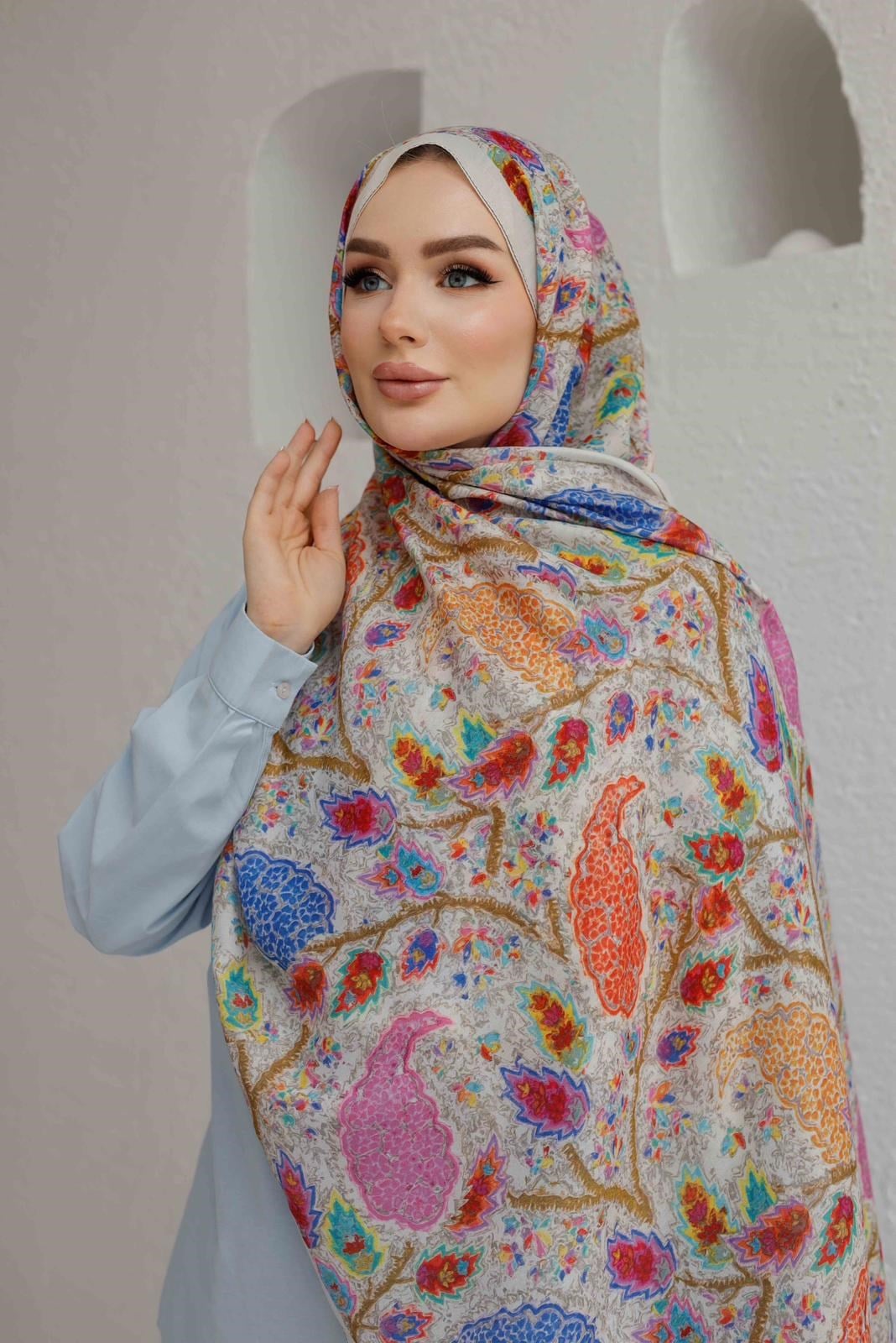 Siyane Desenli Pamuklu Şal 05