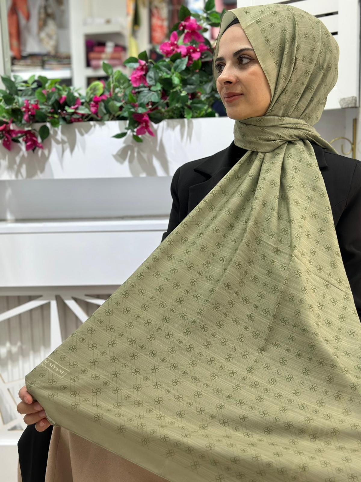 Siyane Desenli Pamuklu Şal 14