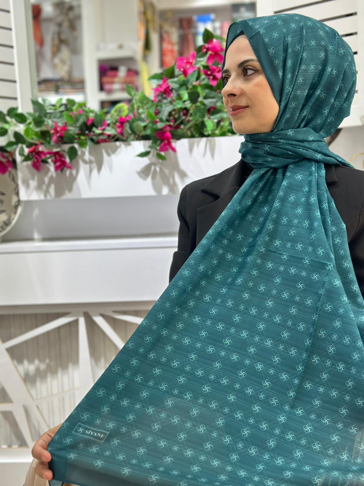 Siyane Desenli Pamuklu Şal 15