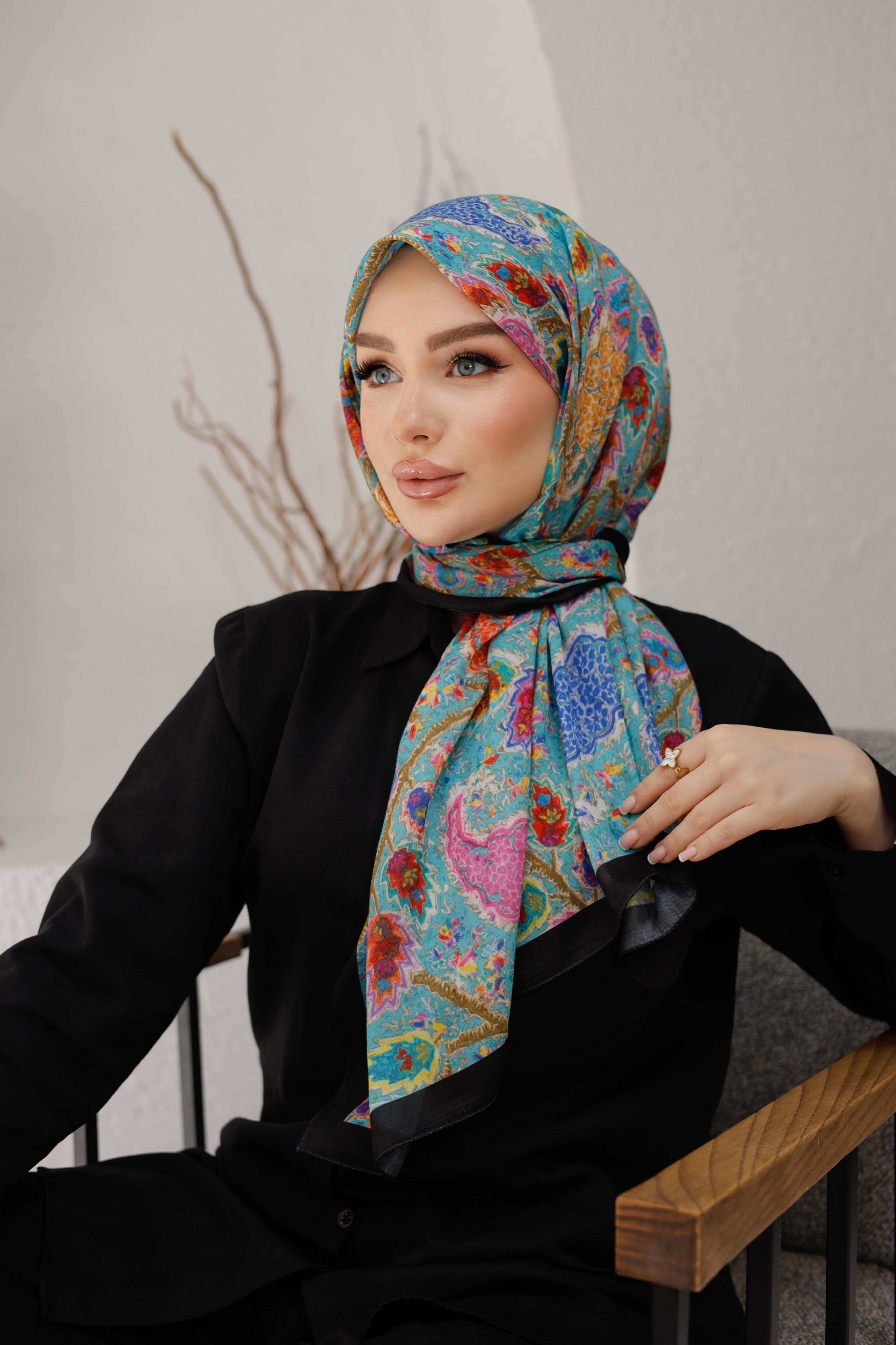 Siyane Desenli Soft Eşarp 10
