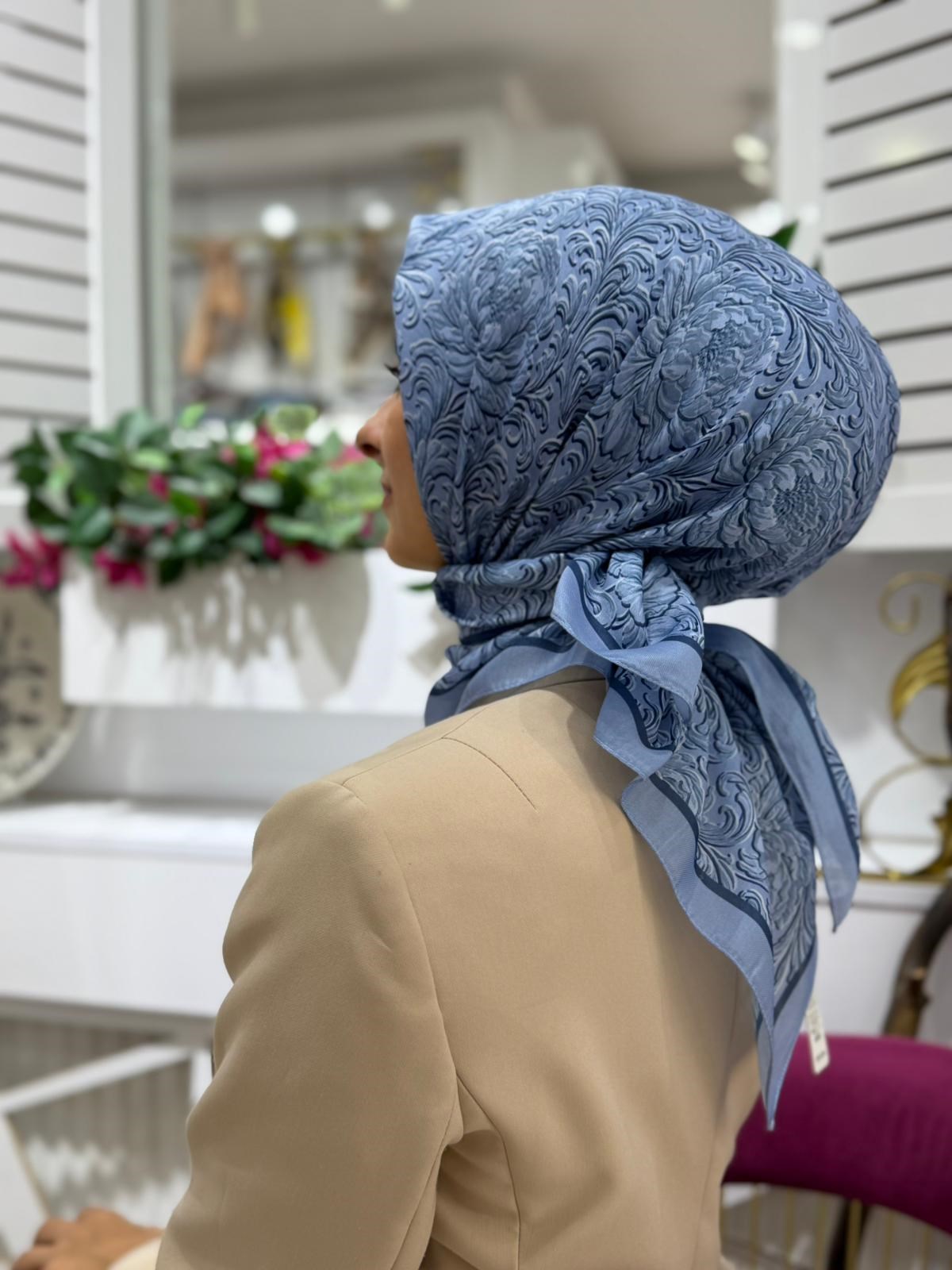 Siyane Desenli Soft Eşarp 11