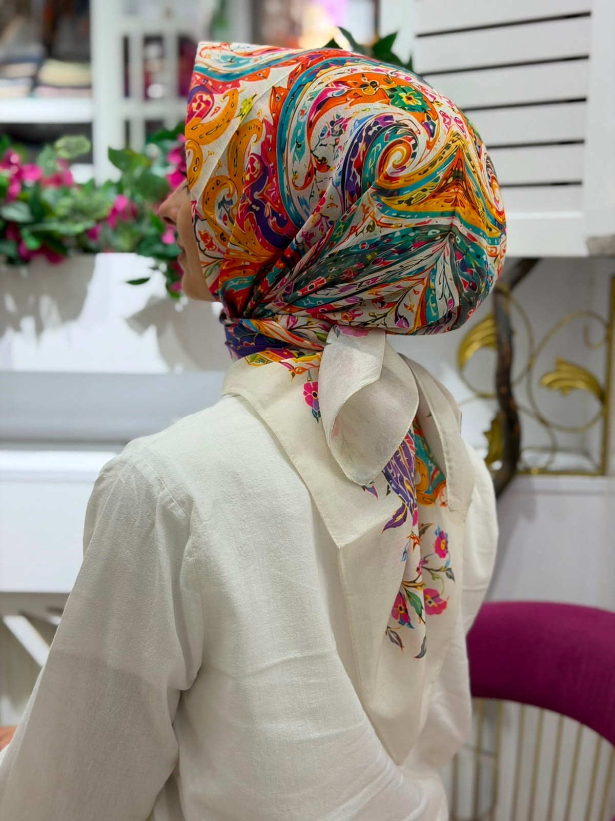 Siyane Desenli Soft Eşarp 15