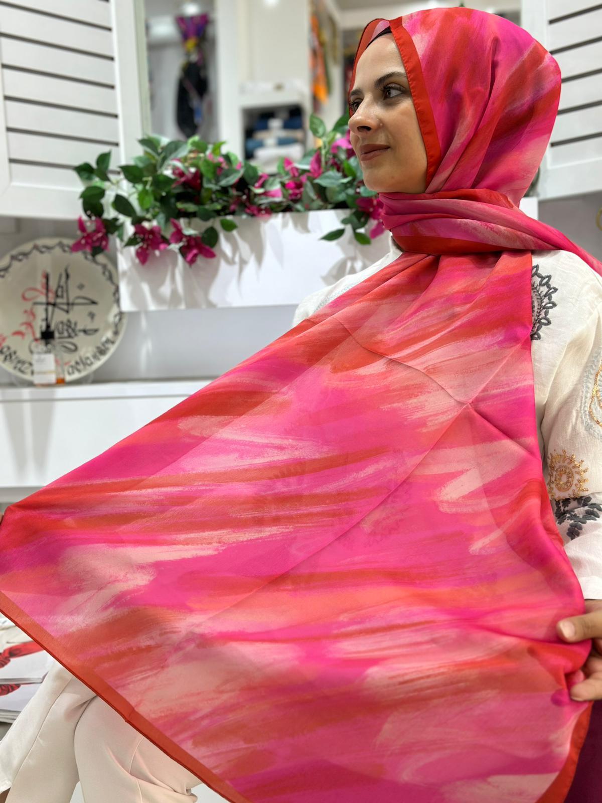 Siyane Desenli Vual Batik Şal 13