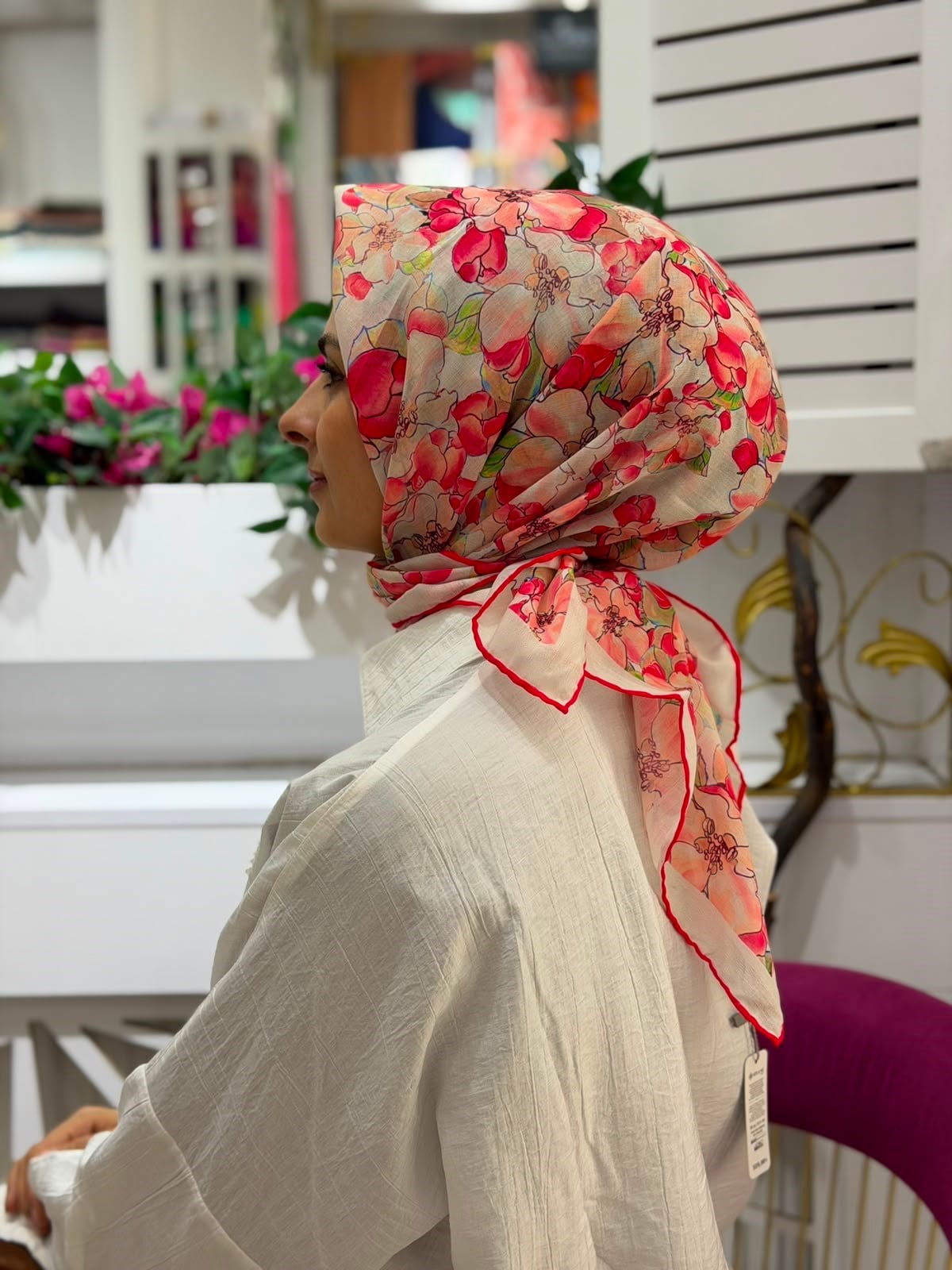 Siyane Flora Natural Eşarp 15