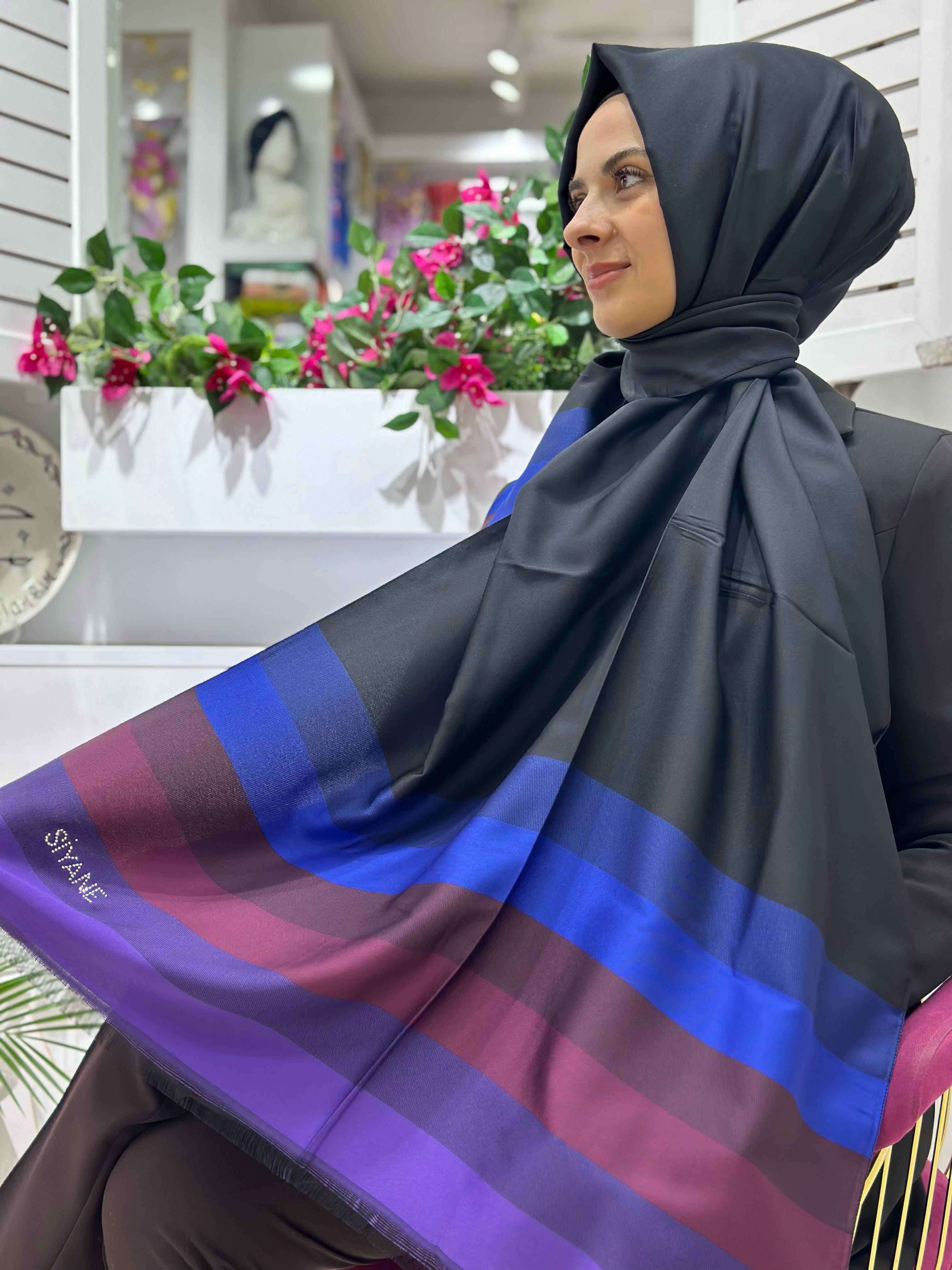 Siyane Jakarlı Şal Blok 05