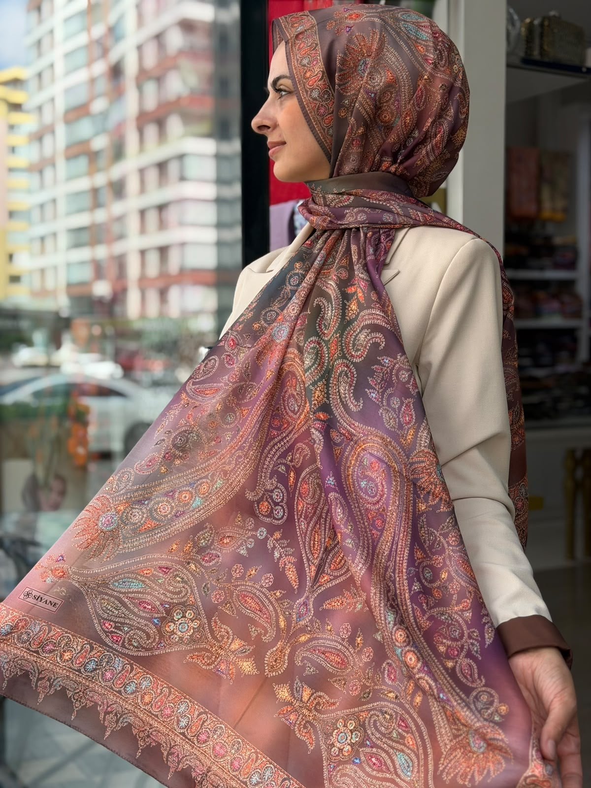 Siyane Mücevher Desenli Soft Şal 16