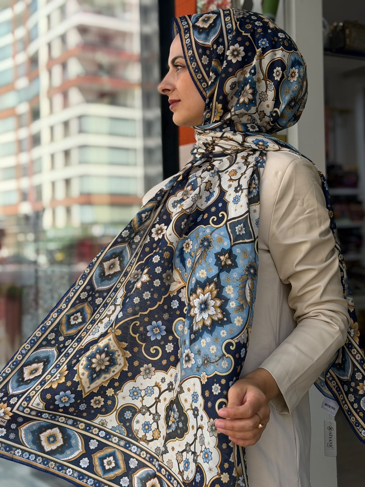 Siyane Nakkaş Desen Soft Şal 01