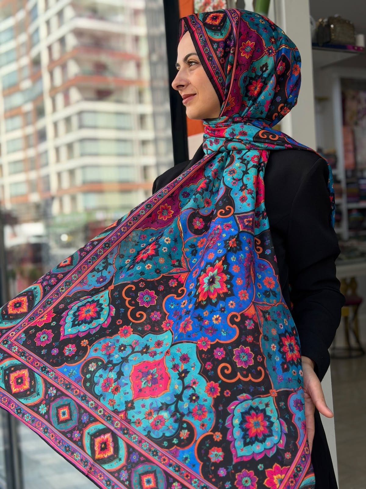 Siyane Nakkaş Desen Soft Şal 15