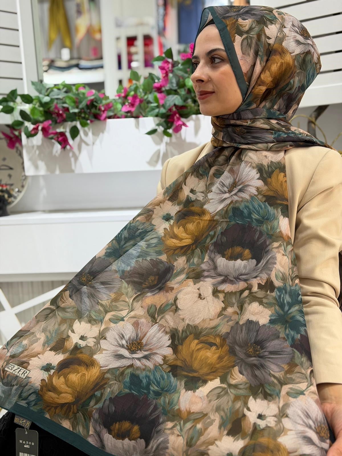Zer Çiçek Bahçesi Desenli Şal 06