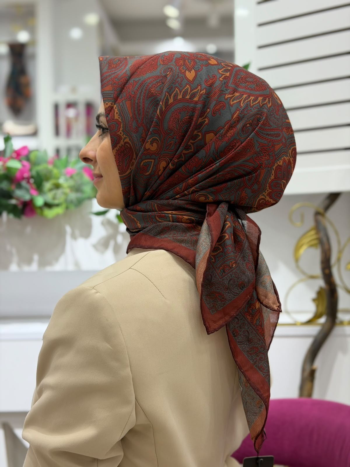Zer Desenli Organik Eşarp 42