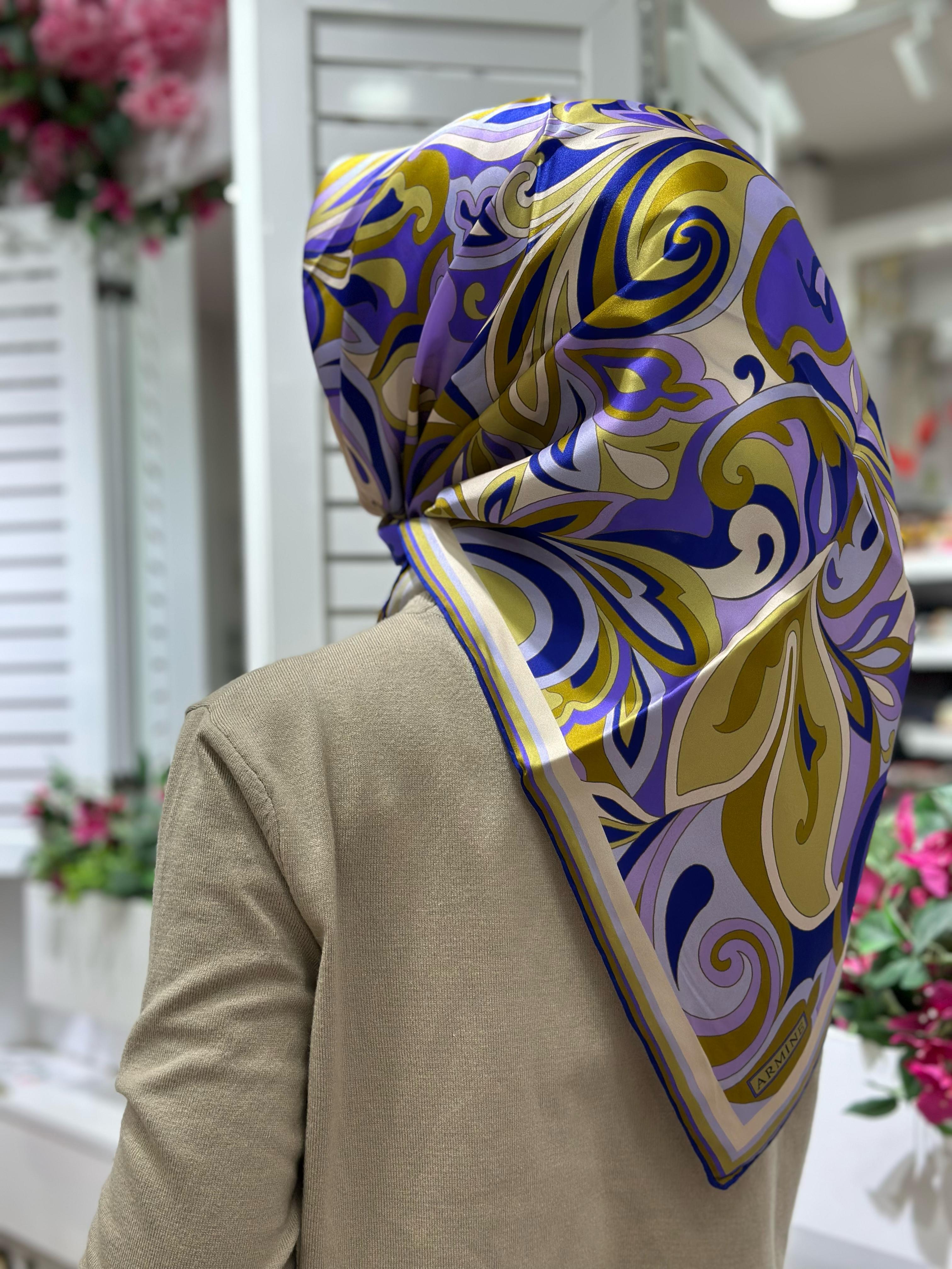 Armine İpek Eşarp Lila Rengi