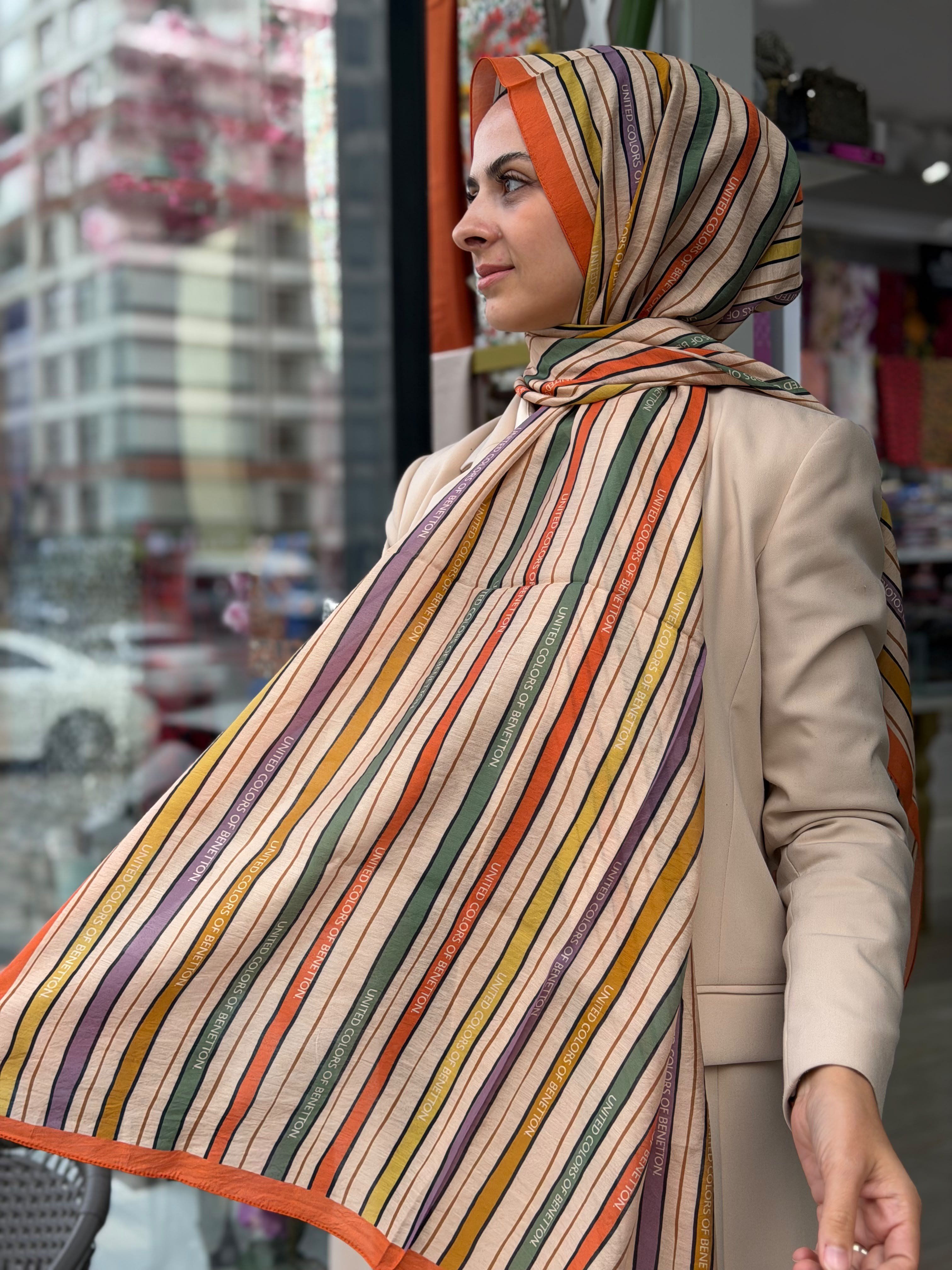 Benetton Desenli Şal