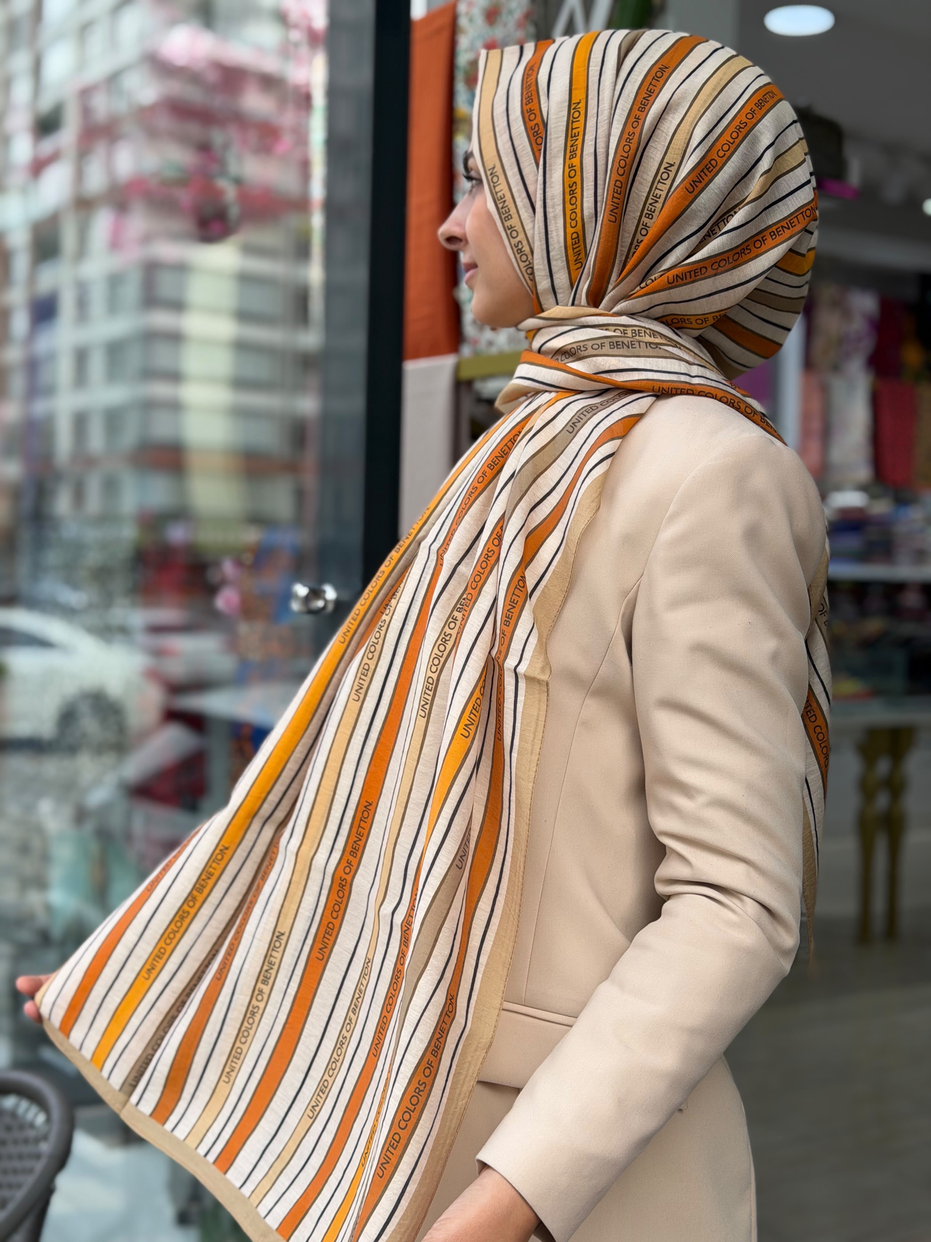 Benetton Desenli Şal
