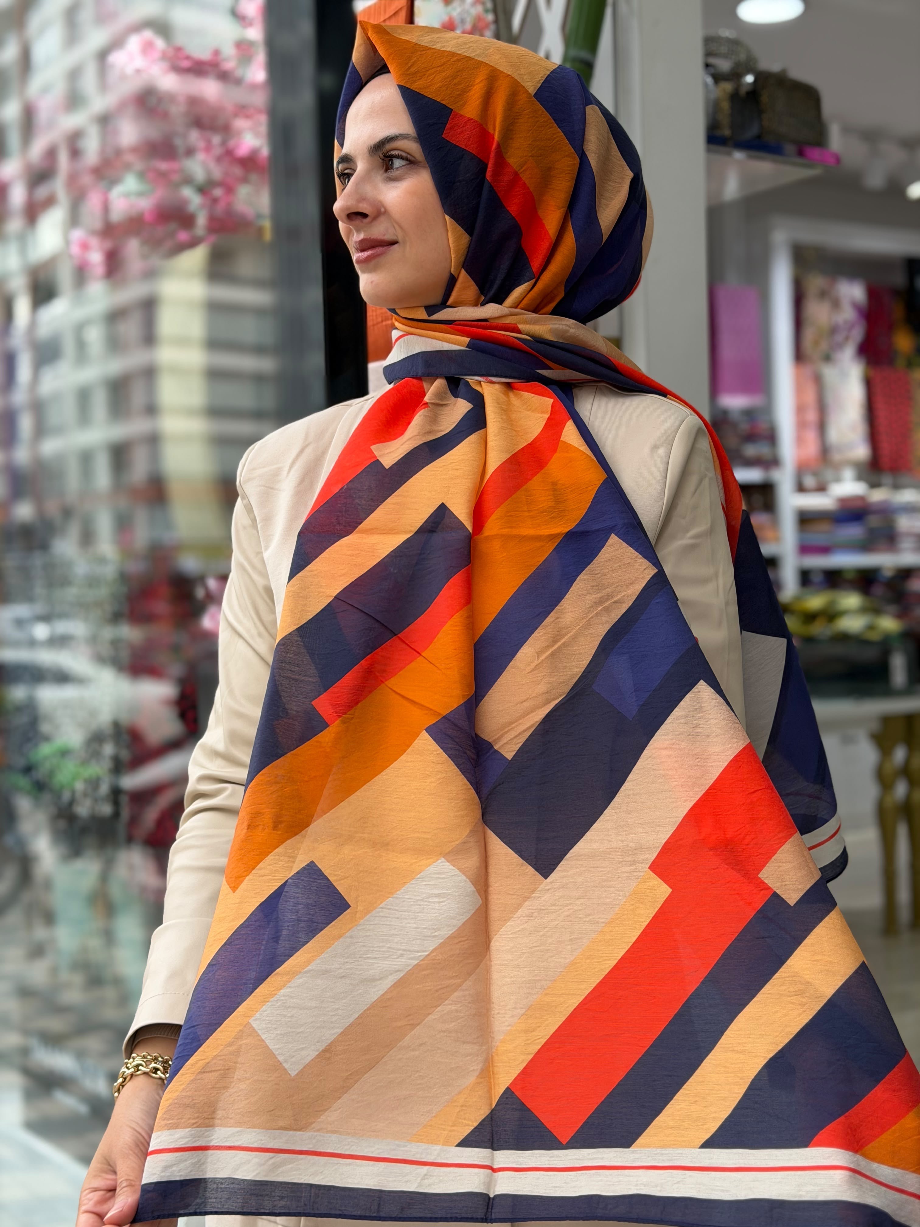 Benetton Desenli Şal