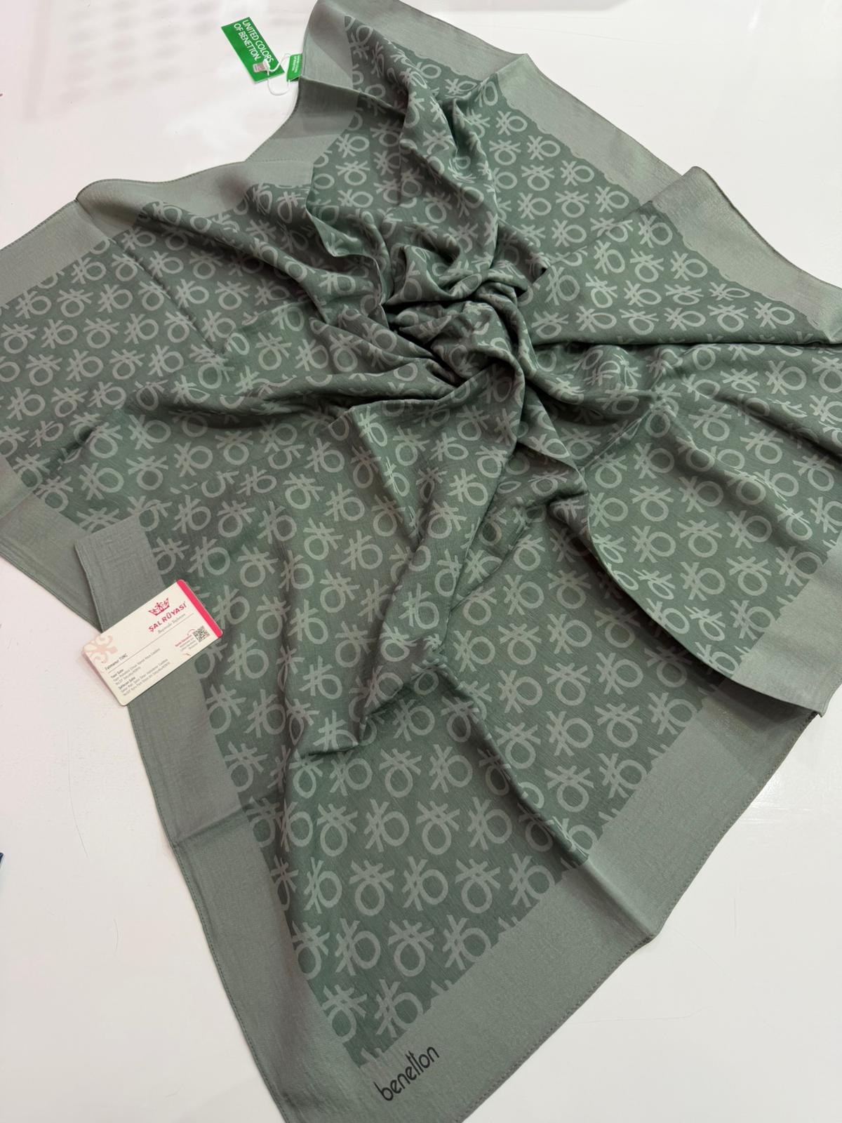 Benetton Monogram Elegante Eşarp 05