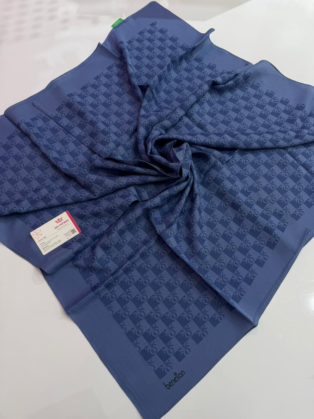 Benetton Monogram Elegante Eşarp İndigo Rengi
