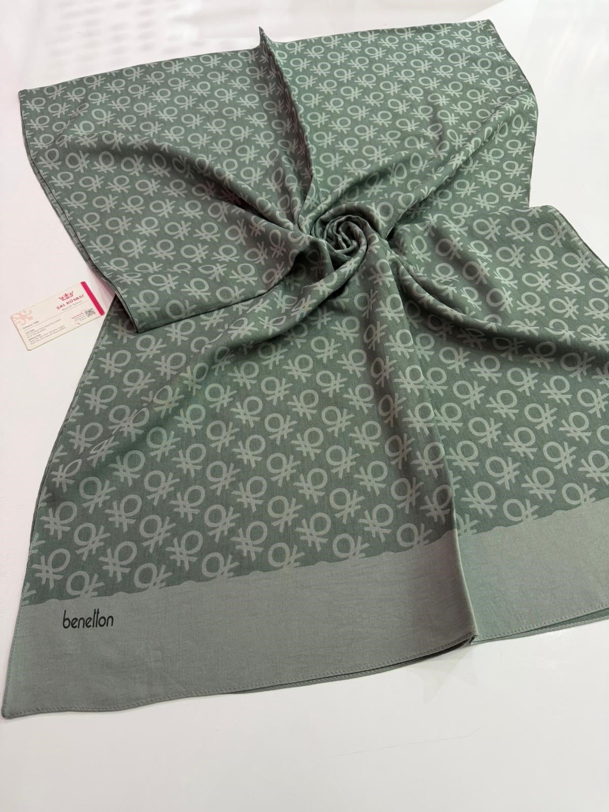 Benetton Monogram Elegante Şal Çağla Rengi