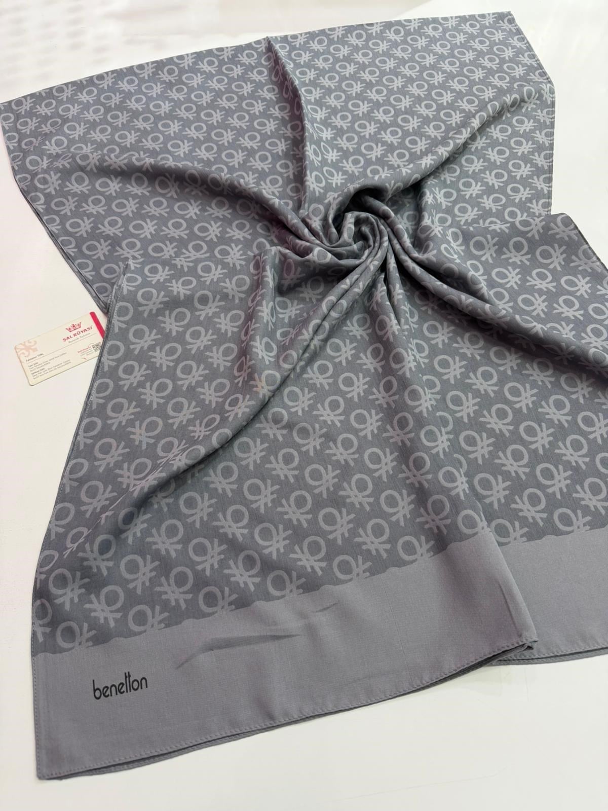 Benetton Monogram Elegante Şal Civa Rengi