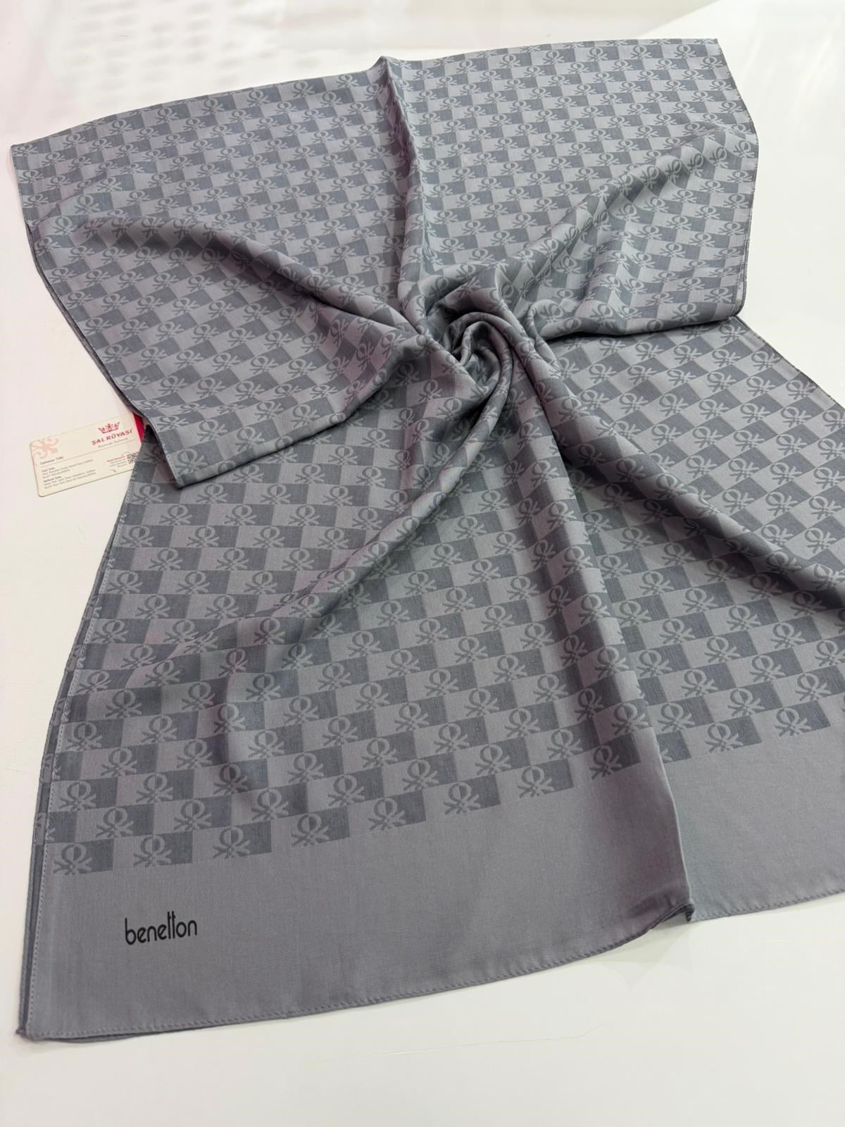 Benetton Monogram Elegante Şal Civa Rengi